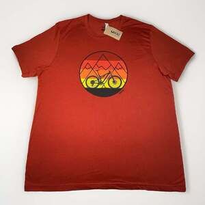 Anikz Mountain Bike Mens 2XL Red Graphic Tshirt Fall Color Hand Printed Colorado